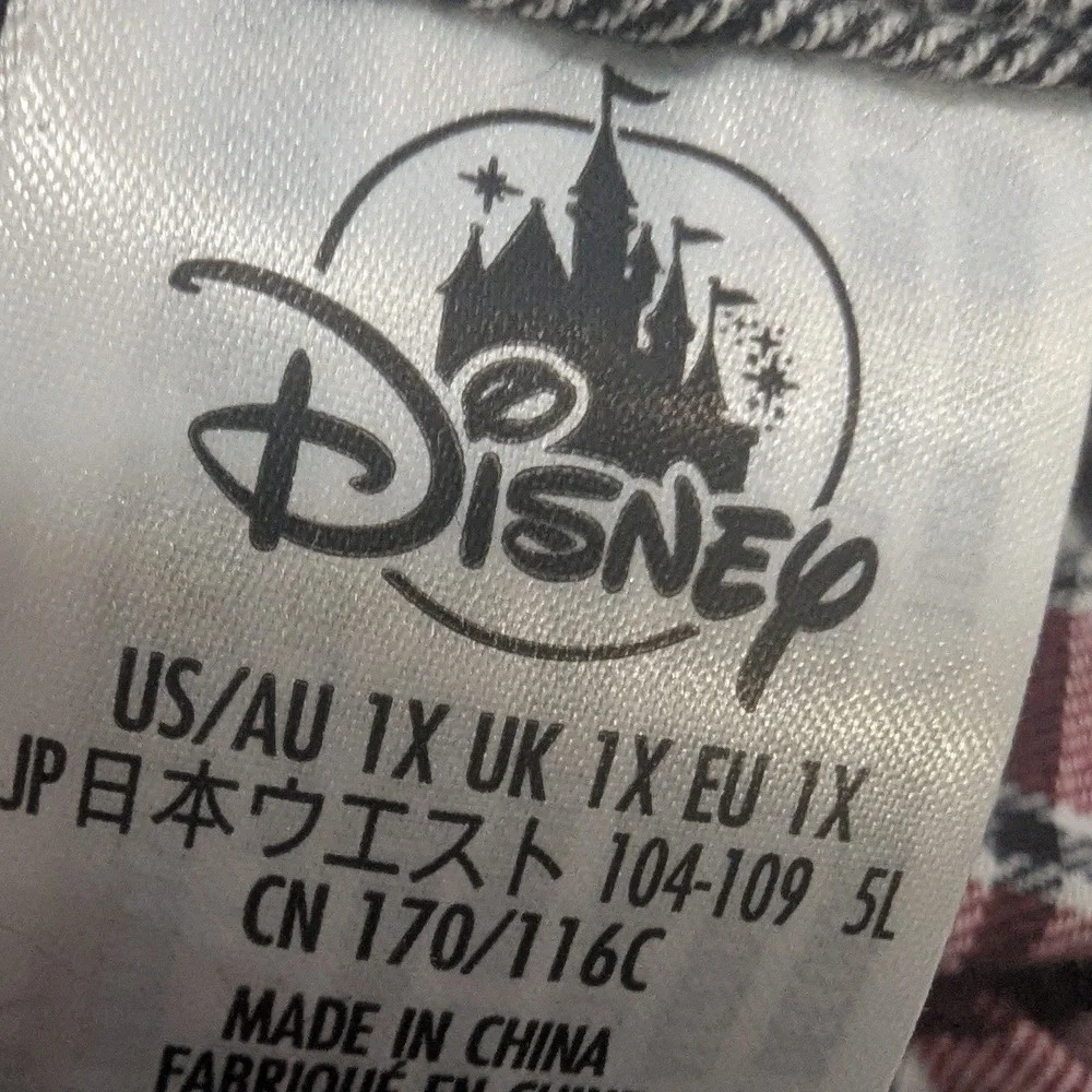 Disney Mickey Mouse Classic Plaid Pajama Set‎ Women's Sz 1X 100% Organic Cotton